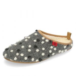 Andr&eacute;s Machado - Chaussons pour Homme et Femme pour l&acute;Hiver - Slippers - DYNAMIC - Tige et doublure en laine - Pantoufles ouvertes &agrave; l&acute;arri&egrave;re &ndash;Semelle souple - Gris Dots, EU 38 (Andr&eacute;s Machado, neuf)