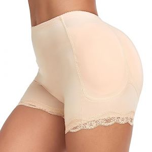 Vevarble Femme Dentelle Culotte Push Up pour Monte Fesse Shapewear Butt Lifter Shorts Invisible Culotte Sculptantes Culotte Push Up pour Monte Fesse Femme M,Beige (Vevarble-EU, neuf)