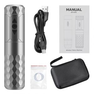 Machine &agrave; tatouer sans fil aliment&eacute;e par batterie, machine &agrave; tatouer motoris&eacute;e &agrave; course de 3,5 mm, &eacute;quipement de tatouage tout-en-un (Szary) (QICHIDIANZISHANGWU, neuf)