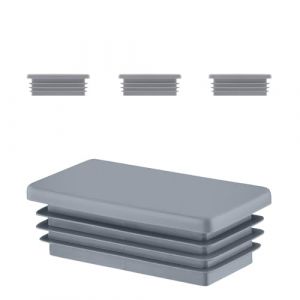 EMFA Bouchon pour Tube Rectangulaire 40x27 mm Gris – Embout Intérieur en Plastique – Pieds de Meuble, Structures Métalliques – Capuchon d’Obturation – Lot de 4 – 4x2,7 cm (EMFA GmbH, neuf)