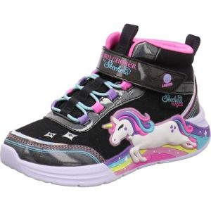 Skechers S Lights Unicorn Chaser Jumping Magic Baskets montantes pour enfant Paillettes noires avec licorne., Noir , 29 EU (Web-sport, neuf)