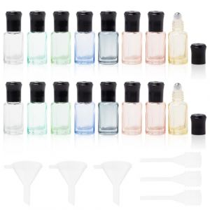 Sxutop 16 Pièces Bouteille Roll On Vide en Verre 6 ml Roll On Huiles Essentielles Vide avec Bille en Acier Inoxydable, Compte Gouttes et Entonnoir Flacon Roll On Vide pour Huile Essentielle Parfum (Shuangxuu, neuf)