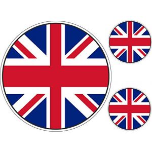 Akachafactory Set 3X Autocollant Sticker Voiture Moto Rond UK Royaume uni Drapeau Anglais (Akachafactory, neuf)