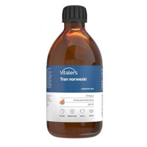 Vitaler’s Huile de Foie de Morue Omega‑3 | Huile de Poisson Norvégienne 1200 mg | EPA, DHA, Vitamines A, D, E | Orange | 250 ml (Vitaler's Official, neuf)
