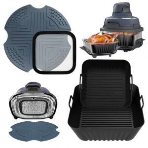 Lot 4 Accessoires pour Ninja Crispi Air Fryer FN101 &ndash; Moule Silicone, Tapis R&eacute;sistant &agrave; la Chaleur, Protection Anti-&Eacute;claboussures, Compatible Ninja Crispy 4-en-1 Verre, Cuisine Facile et Saine (douhanmaoyi, neuf)