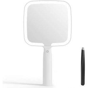 Auxmir Miroirs à Main, Miroir Maquillage avec Poignée, Miroir Portable Lumineux Dimmable avec 3 Réglages D'éclairage, Miroir Coiffure Domicile Carré, Miroir Cosmétique pour Salles de Bain et Voyage (Auxmir Direct, neuf)