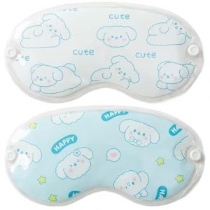 KOLZEMV 2PCS Masque Yeux Froid, masque migraine, masque migraine froid, masque yeux, Gel Gonflés, Cernes, Migraine Réutilisable masque avec dos en peluche de Poche de Glace pour Thérapie Chaud (ZHAO CI YK, neuf)