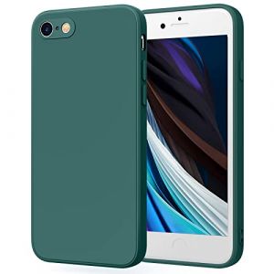 YLK Coque Compatible avec iPhone SE2022/SE 2020/iPhone 8/7, Coque Int&eacute;grale Ultra Fine en Silicone avec Doublure en Microfibre Douce, Design &agrave; Bords Droits (Vert Fonc&eacute;) (YYSuoEn, neuf)