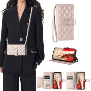 SEHEYA pour Samsung Galaxy A13 4G / A13 5G / A04S Coque Portefeuille avec Cordon et Porte Carte &Eacute;tui &agrave; Rabat Cuir PU R&eacute;glable Collier Bande Sac de t&eacute;l&eacute;phone Housse Mini Pochette Or Rose (SEEYA, neuf)