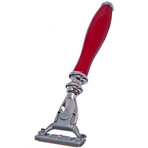 La Maison du Barbier - Rasoir Homme R&eacute;tro Rouge Ferrari - 3 Lames Ultra Fines en Acier Inoxydable, Bande d&rsquo;Alo&eacute; Vera et de Vitamine E - Fabrication Fran&ccedil;aise (Brossier1808, neuf)