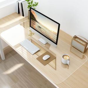 NATRKE Tapis de Bureau Transparent 100x40 cm, Grand Clair Sous-main Bureau Transparent PVC Tapis de Protection, Antidérapant Résistant à la Chaleur Tapis de Table pour Ordinateur Bureau Maison (NATRKE EU, neuf)