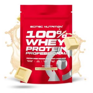 Scitec Nutrition 100% Whey Protein Professional - Am&eacute;lior&eacute; avec des acides amin&eacute;s suppl&eacute;mentaires et des enzymes digestives - Sans gluten - Sans huile de palme, 500 g, Chocolat blanc (BioTechUSA Official FR, neuf)