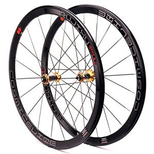 RUJIXU Paire Roues Vélo Route 700c Roue Vélo Course Jantes Double Paroi 40mm 8-11 Vitesses Cassette Moyeu en Fibre De Carbone Roue À Dégagement Rapide Frein sur Jante 1900g (RURURUSHOP, neuf)