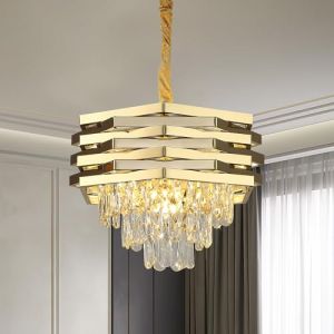 Schindora Lustre En Cristal Moderne Doré, 40 Cm K9 Lustres Ronds Pour Salle à Manger, Luminaires Suspendus à 3 Couches, Grand Lustre Encastré Pour Salon, EntréE, Chambre à Coucher, Cuisine (Joeyhome, neuf)
