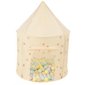 Selonis Tente De Jeu pour Enfants Ch&acirc;teau Maison De Jeu en Forme De Pavillon De Jeu 100X130cm/400 Balles Pliable Tente Pop-Up Enfant, Beige Clair: Beige Pastel/Bleu Pastel/Jaune Pastel/Menthe (OtherEden &  DUmalDU, neuf)