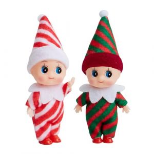 2 Pièces Bébé Elfe de Noël,Petit Lutin Farceur Bebe Jumeaux,Mini Mignon Poupée Elfe Accessoire de Tradition pour Noël,Poupée de Noël Jouet Cadeau pour Enfants Filles et Garçons Décorations de Noel (YIHUAN Official Store, neuf)