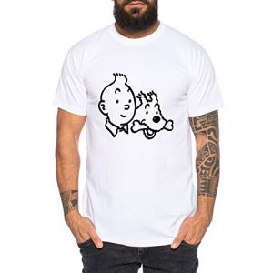 Tee Kiki Tim T-Shirt pour Homme Cool Struppi Fun Shirt, Gr&ouml;&szlig;e2:X-Large, Farbe2:Blanc (TeeKiki, neuf)