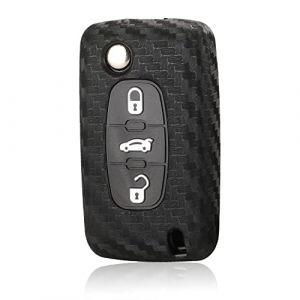 Berfea Housse Coque de cl&eacute; en Silicone Compatible avec Peugeot 107 206 207 208 306 307 308 407 408 508 RCZ Compatible avec cl&eacute; &agrave; Distance Citro&euml;n C2 C3 C4 C5 (3 Boutons) (Tuhong100e, neuf)