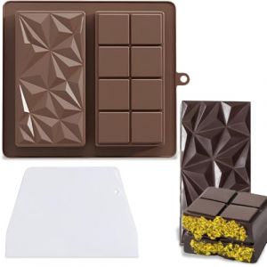 Moule Tablette Chocolat, Moule pour barres chocolat&eacute;es profondes avec spatule, Moule Silicone Tablette de Chocolat Profond Antiadh&eacute;sifs, &Atilde; Chocolat Super Profonds (REN JIE DE DIAN, neuf)