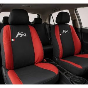 Auto Accessori Lupex - Housses pour siège Auto, compatibles Housses de siège Auto pour KA, Noir Rouge, Made in Italy, Avant et arrière, Tissu Polyester, Housses intérieures Auto (LUPEX SHOP, neuf)