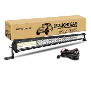 SKYWORLD 61cm 216W Slim Barre de Led avec Faisceau de C&acirc;blage kit, 12V 24V 7D barre d'&eacute;clairage led, barre lumineuse led pour offroad V&eacute;hicules Voiture camions 4x4, 6000K rampe phare led (SKYWORLD-EU, neuf)