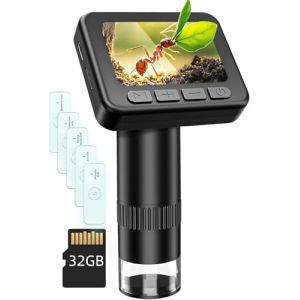 Microscopes IMICHI Microscope pour enfants avec écran LCD 1000X grand grossissement image claire, compartiment unique pour insectes pour enfants, microscope numérique portable.. (Mikroskop, neuf)