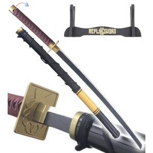 REPLIKSWORD Moi, Quand Je Me Reincarne en Slime Katana en Bois Lame en Bois Katana Rimuru Tempest's Sabre Epee Cosplay + Presentoir en Bois Inclus Moi Quand Je Me Reincarne en Slime Katana (Repliksword, neuf)
