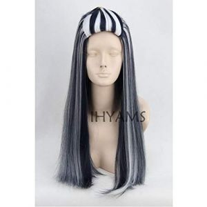 Perruque Monster High Frankie 65 cm de long droite synthétique style Anime Cosplay perruque + casquette de perruque (long zhu tang, neuf)