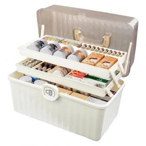 Dromzen Boite Pharmacie, Medicaments Rangement, Medicament M&eacute;dicament de pour Verrouillable avec Poign&eacute;e de Transport, Bo&icirc;te &agrave; Pharmacie &agrave; 3 &Eacute;tages, pour Votre m&eacute;decine Domestique (EDANA IRONWORKS S.R.L., neuf)