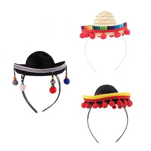 Ipetboom 3pi&egrave;ces Chapeau Mexicain Pour Festival Bandeau De F&ecirc;te -t&ecirc;te Mexicain Coiffe De D&eacute;guisement Accessoire De Costume (Cowan Micro, neuf)