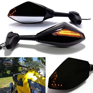 Noir Moto Clignotant R&eacute;troviseur avec LED Indicateur de fl&egrave;che compatibles avec CBR GSXR YZF (Noir Brillant+Lentille de Fum&eacute;e) (Naughty Fashion Mode, neuf)