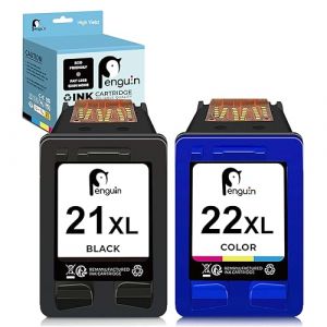 Penguin 21 XL 22 XL Cartouches d'encre Remanufacturées pour HP 21XL 22XL pour HP Deskjet 3910 3920 3930 F4180 PSC 1401 1402 1403 1406 OfficeJet 4315 5600 5610 FAX 1250 3180 PSC 1410 Imprimante (Penguinink France, neuf)