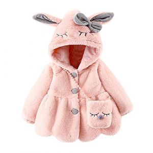 Nouveau-n&eacute; Fille Cadeaux Garder Au Chaud &Eacute;pais Dessin Anim&eacute; Manteau + Sac Veste Capuche Lapin Hiver Filles Veste B&eacute;b&eacute;, Rose, 0-6 Mois (UYUH, neuf)
