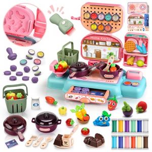 BuzzoXerex Pate a Modeler pour Enfants, Cuisine Caisse Enregistreuse Jouet avec 12Pcs Pate a Modeler, Scanner, Chariot de Courses, Accessoires Pâte à Modeler, Jeu de Rôle pour Garçon Fille de 3+ Ans (WONDORSTAR ETRADE, neuf)