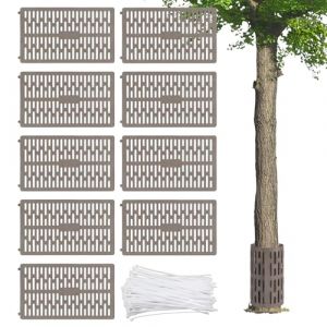 CPROSP 9 Pièces Protection de Tronc d'arbre 33 * 20cm, Protection Autour des Arbres en Plastique Taille Réglable, pour la Protection Contre Les Animaux et Les Tondeuses à Gazon, Gris. (CPROSP, neuf)
