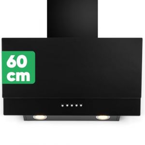 Bomann DU 7607 G Hotte aspirante sans tête, largeur 60 cm, hotte aspirante silencieuse en verre, mode évacuation d'air, 302 m³/h, hotte murale/hotte de tête avec filtre, avec éclairage LED, noir (Le Petit Patron, neuf)