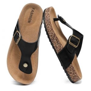 zaxunai Tongs Homme Femme en Cuir Li&egrave;ge avec Semelle en Li&egrave;ge Sandales d'&eacute;t&eacute; Confortables Antid&eacute;rapantes pour Plage/Piscine, Support Arcaire Plantaire et Semelle Orthop&eacute;dique Chaussure (guangzhouzichangkeji, neuf)