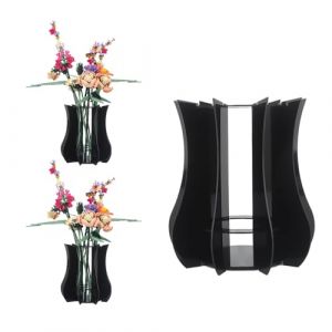 FloralGrace 1 pièce de Vase Puzzle pour Fleurs, Support de Vase Acrylique adapté à la Collection botanique, kit de Vase orchidée Tulipe pour Tables (Noir) (YichangQinyongDianzishangwu, neuf)