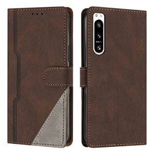 Radoo Coque pour Sony Xperia 5 IV, Housse Etui Portefeuille Cuir Multifonction, Fermeture Magn&eacute;tique &agrave; Clapet Anti-Choc [Fonction Support] Flip Case Compatible avec Sony Xperia 5 IV (Marron) (Radoo EU Direct Store, neuf)