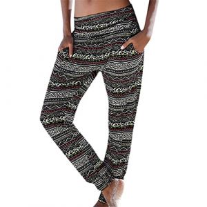 G&eacute;n&eacute;rique Pantalon Fluide Femme &Eacute;t&eacute; Boho Harem D&eacute;contract&eacute; Taille Haute Floral Imprimer &Eacute;lastiqu&eacute;e Pants Baggy L&eacute;ger Yoga Plage Sarouel avec Poches (YINYUAN（Livraison en 5 &agrave; 8 jours), neuf)