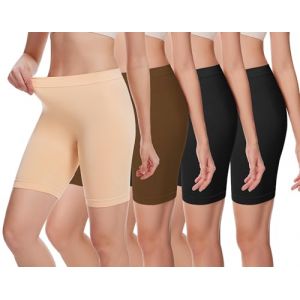 HBselect 4Pcs Panty Coton Cycliste Short Femme Long Culottes Femmes sous Jupe Shorts Pantalon De Sécurité Doux Stretch Leggings Pantalon De Yoga Court Plus Boxer Shorty Legging Boxer Caleçon (HBselect, neuf)