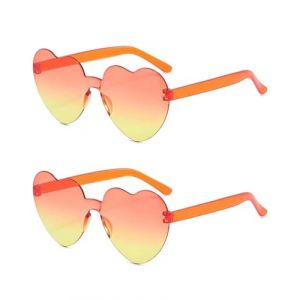 TPZORJX 2 paires de lunettes de soleil en forme de c&oelig;ur, lunettes en forme de c&oelig;ur, lunettes de f&ecirc;te pour enterrements de vie de jeune fille, mariages, carnavals, bals masqu&eacute;s (Sunlaxy OU, neuf)