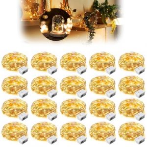 Lot de 20 Guirlande Lumineuses LED &agrave; Pile 2M 20LED Saint Valentin Mini Led Petite Interieur Girlande Lumi&egrave;re Micro F&eacute;e Cha&icirc;ne Lumi&egrave;res &Eacute;tanche D&eacute;coration Mariage Chambre Bouteille Jardin Blanc Chaud (TuDiHaKe, neuf)
