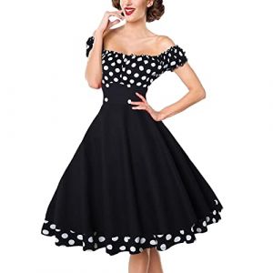 G&eacute;n&eacute;rique Femmes Robe Annee 50 60 40 Vintage Pin Up Retro &eacute;L&eacute;Gante Mariage Cocktail Soir&eacute;E F&ecirc;Te C&eacute;R&eacute;Monie D&eacute;Contract&eacute;E Fronc&eacute; &agrave; Volants Robe Rockabilly Femme Pin Up (qiaoxiahe, neuf)