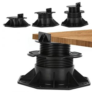 Herrselsam Lot de 10 plots de terrasse r&eacute;glables en hauteur 60 &agrave; 140 mm pour sous-structure, lames de terrasse en bois WPC, capacit&eacute; de charge de 1700 kg (Zeguan, neuf)