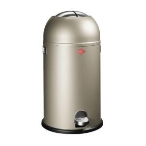 Wesco Poubelle Kickmaster de couleur neutre, t&ocirc;le d'acier rev&ecirc;tue par pulv&eacute;risation, amortisseur int&eacute;gr&eacute;, volume de 33 litres, grande ouverture (dmdk. fr, neuf)