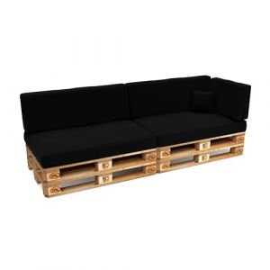 POKAR Set de 6 Coussins pour Palettes Euro D&eacute;perlant: 2X Assise 120x80cm + 2X Dossier 120x40cm + 1x Dossier 60x40cm + 1x Coussin 40x40cm, Canap&eacute; de Jardin, sans Palette, Noir (EURAKOP-FR, neuf)