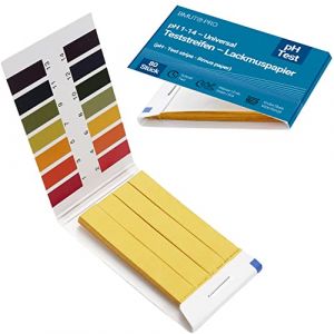 Lot de 80 bandelettes de test pH 1-14, indicateur, papier de test, papier de tournesol pour eau, terre, boissons et autres substances (universel) (BMUT UG (haftungsbeschränkt), neuf)