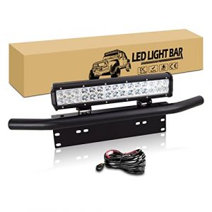 RIGIDON 38cm 90W Barre Led, 58cm Support de Fixation de Plaque D'immatriculation et 12V câblage kit, Barre Lumineuse LED pour Offroad Véhicules Voiture 4x4 Camion, 6000K feu antibrouillard (JIANDAO, neuf)