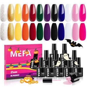 MEFA Vernis Semi Permanent pour Été - 12 Couleurs Gel UV (Blanc, Rose, Orange, Noir, Vert, Paillettes) - Kit Manucure Nail Art Soak Off French (ZHIPIN EU LLC, neuf)